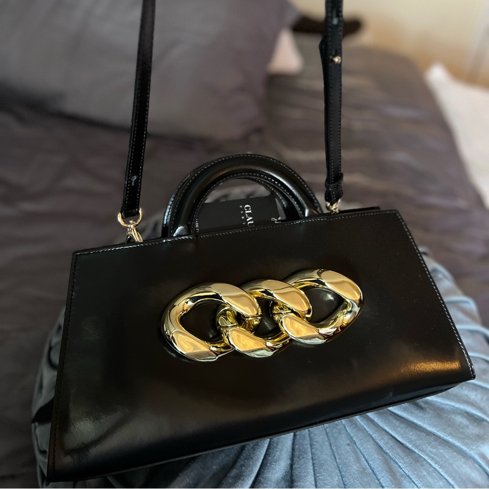 Real leather hand bag with strap